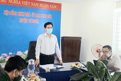 UBND huyện Tư Nghĩa trực báo công tác phòng, chống dịch Covid-19 trên địa bàn huyện