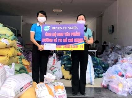 Hội LHPN huyện Tư Nghĩa phát động ủng hộ nhu yếu phẩm hướng về Thành phố Hồ Chí Minh phòng, chống dịch Covid-19