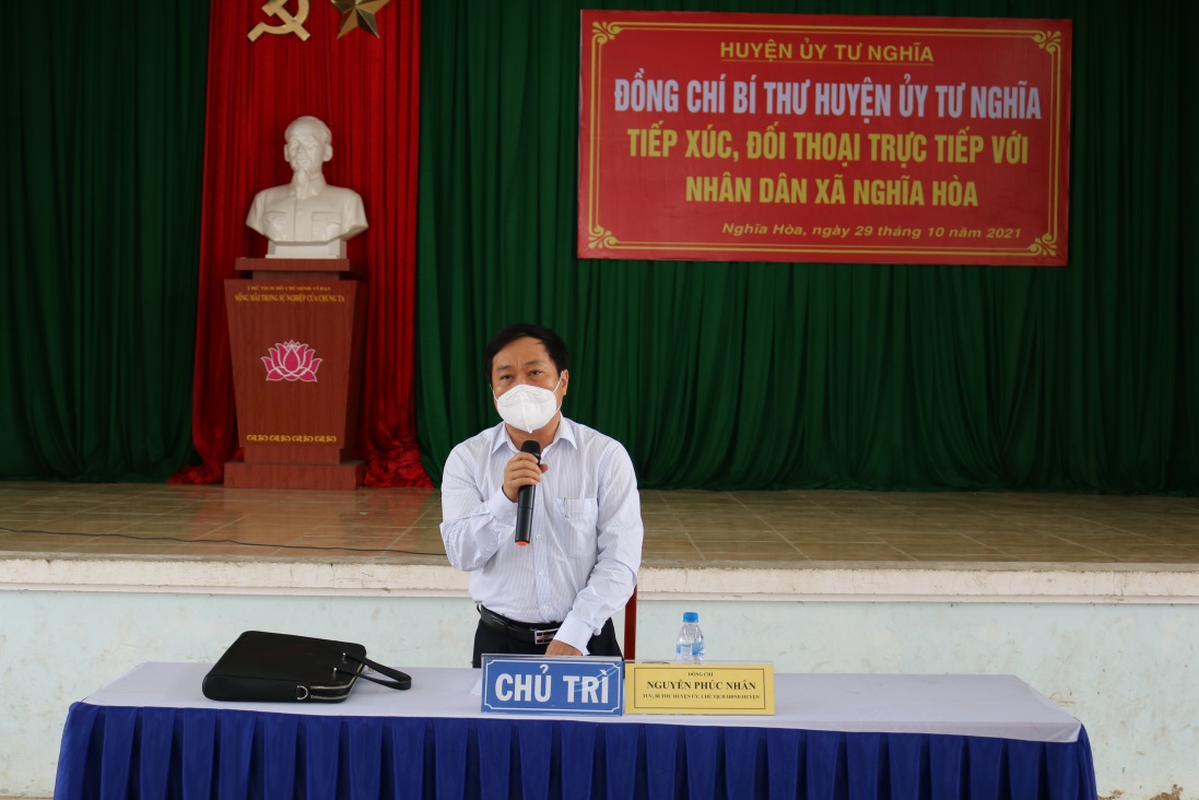 Bí thư Huyện ủy Tư Nghĩa Nguyễn Phúc Nhân tiếp xúc, đối thoại trực tiếp với Nhân dân ở xã Nghĩa Hòa