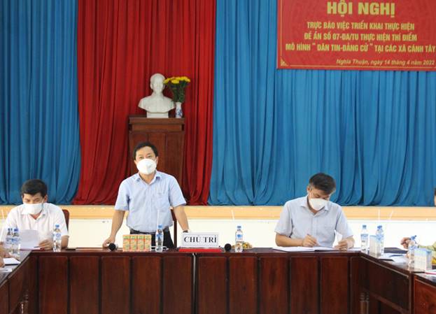 Hội nghị trực báo việc triển khai Đề án 07- ĐA/TU thực hiện thí điểm mô hình “Dân tin- Đảng cử” tại xã Nghĩa Thuận