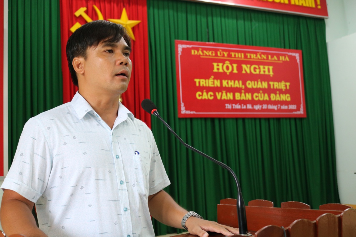 Đảng ủy thị trấn La Hà tổ chức hội nghị quán triệt các Nghị quyết