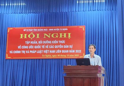 Sở Tư pháp tổ chức Hội nghị tập huấn kiến thức pháp luật về các quyền dân sự, chính trị theo Công ước quốc tế và pháp luật Việt Nam tại huyện Tư Nghĩa