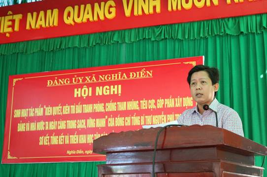 Đảng ủy xã Nghĩa Điền tổ chức hội nghị sinh hoạt tác phẩm của đồng chí Tổng Bí thư Nguyễn Phú Trọng và triển khai học tập các Chỉ thị, Nghị quyết của Đảng