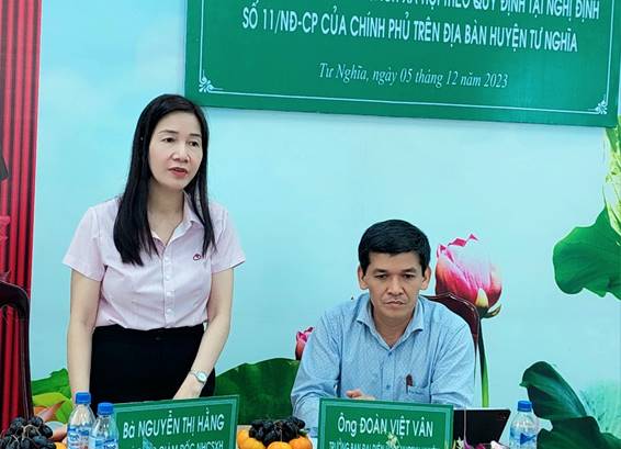 Phó Tổng Giám đốc NHCSXH kiểm tra việc thực hiện chính sách tín dụng ưu đãi theo Nghị quyết số 11 của Chính phủ tại huyện Tư Nghĩa