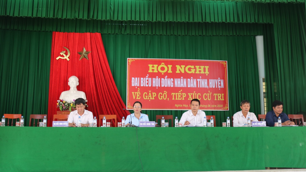 Đoàn đại biểu HĐND 2 cấp tỉnh và huyện tiếp xúc cử tri các xã cụm Nam huyện Tư Nghĩa, ở xã Nghĩa Hòa