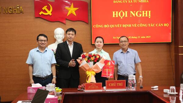 ĐỒNG CHÍ NGUYỄN THỊ LỆ XUÂN ĐƯỢC BỔ NHIỆM GIỮ CHỨC VỤ PHÓ TRƯỞNG BAN XÂY DỰNG ĐẢNG ỦY XÃ TƯ NGHĨA